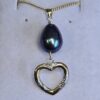 TPN6 Solid 9ct white and yellow gold heart with a baroque Tahitian pearl